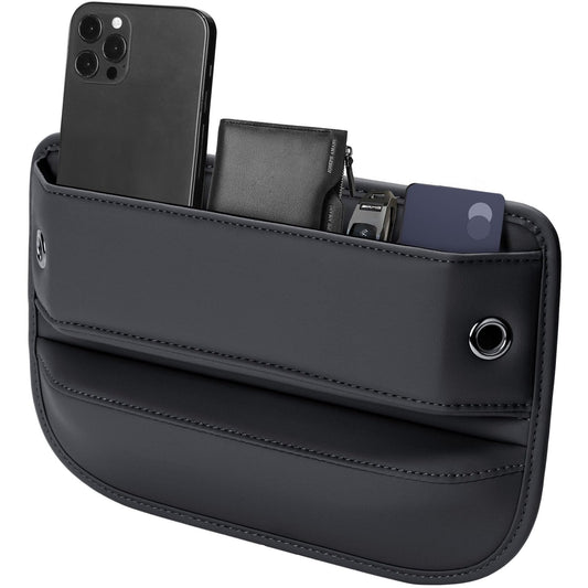 Premium Leather Car Seat Gap Filler Organizer Black